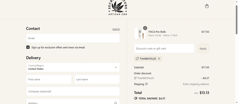 15% Off on Organic Cannabis - Save Big at Secret Nature
